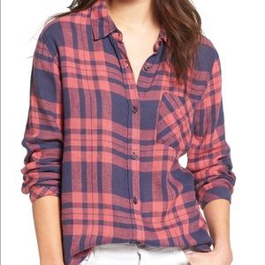 Rails Linen Blend Plaid Shirt (S)
